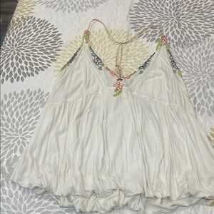 Free People Cream Ruched Tie Front Camisole